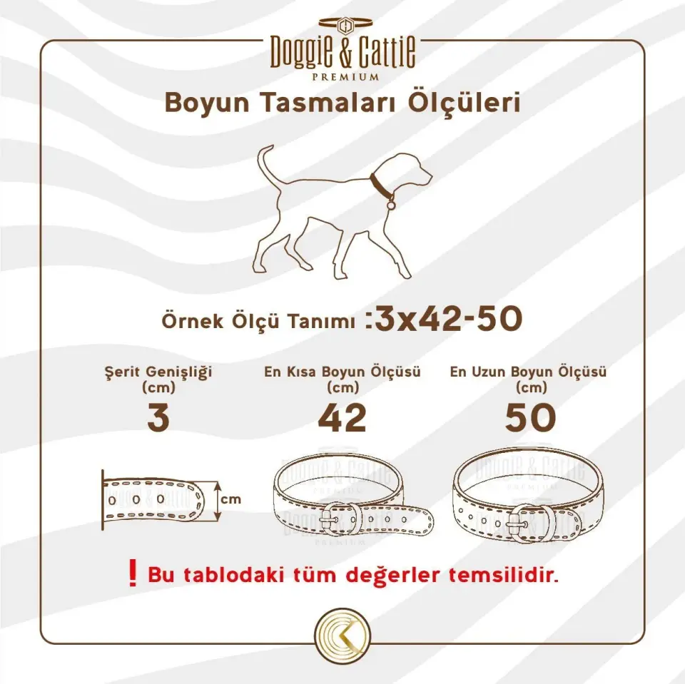 Doggie Konforlu Dokumadan El Yapımı Köpek Boyun Tasması 2x35-40cm - Haki