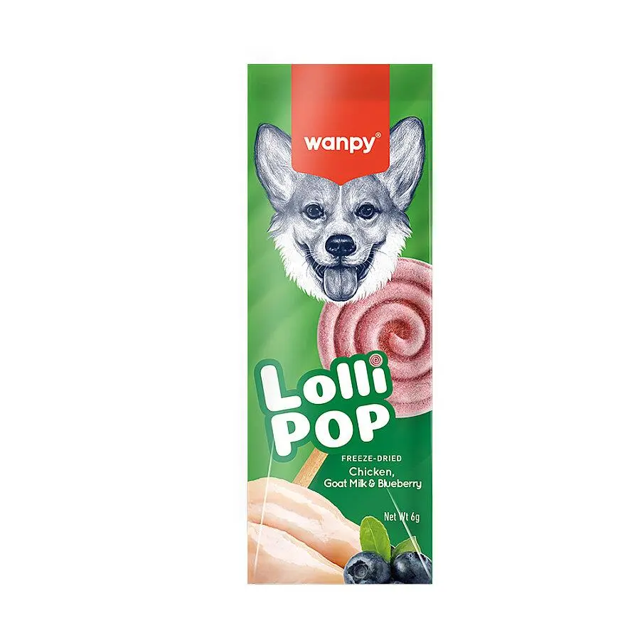 Wanpy LolliPop Dondurularak Kurutulmuş Yaban Mersinli Lolipop Köpek Ödül Maması 6gr