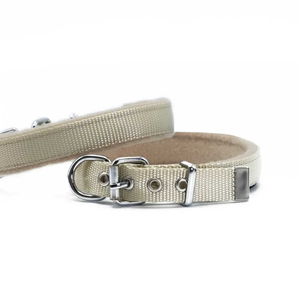 Doggie Polar Dokumadan El Yapımı Köpek Boyun Tasması 2x35-40 Cm Haki