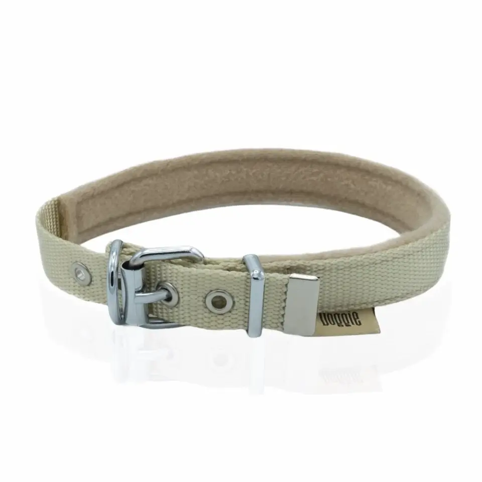 Doggie Polar Dokumadan El Yapımı Köpek Boyun Tasması 2x35-40 Cm Haki