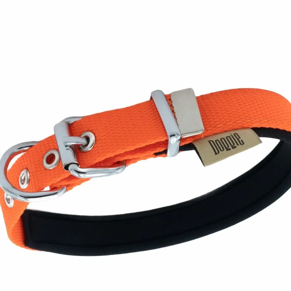 Doggie Konforlu Dokumadan El Yapımı Köpek Boyun Tasması 2x30-35cm - Turuncu