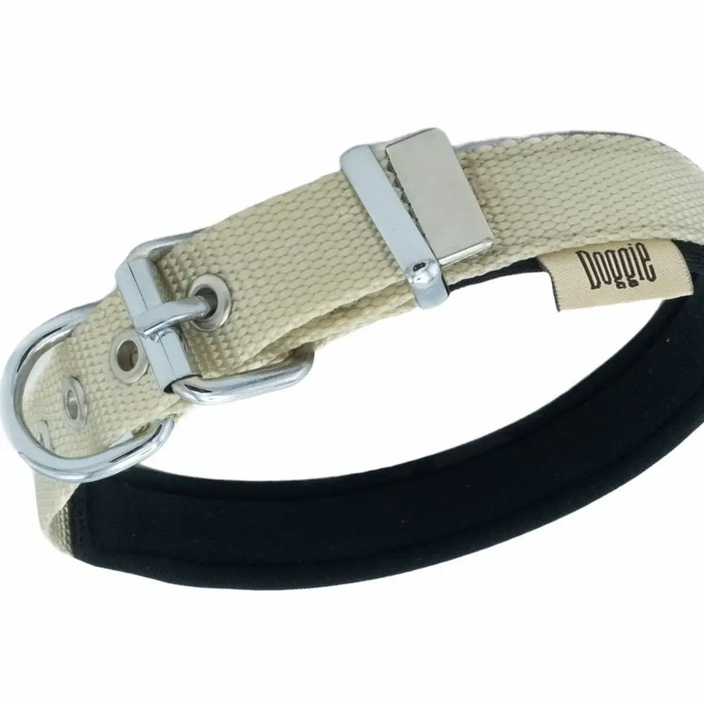 Doggie Konforlu Dokumadan El Yapımı Köpek Boyun Tasması 2x30-35cm - haki