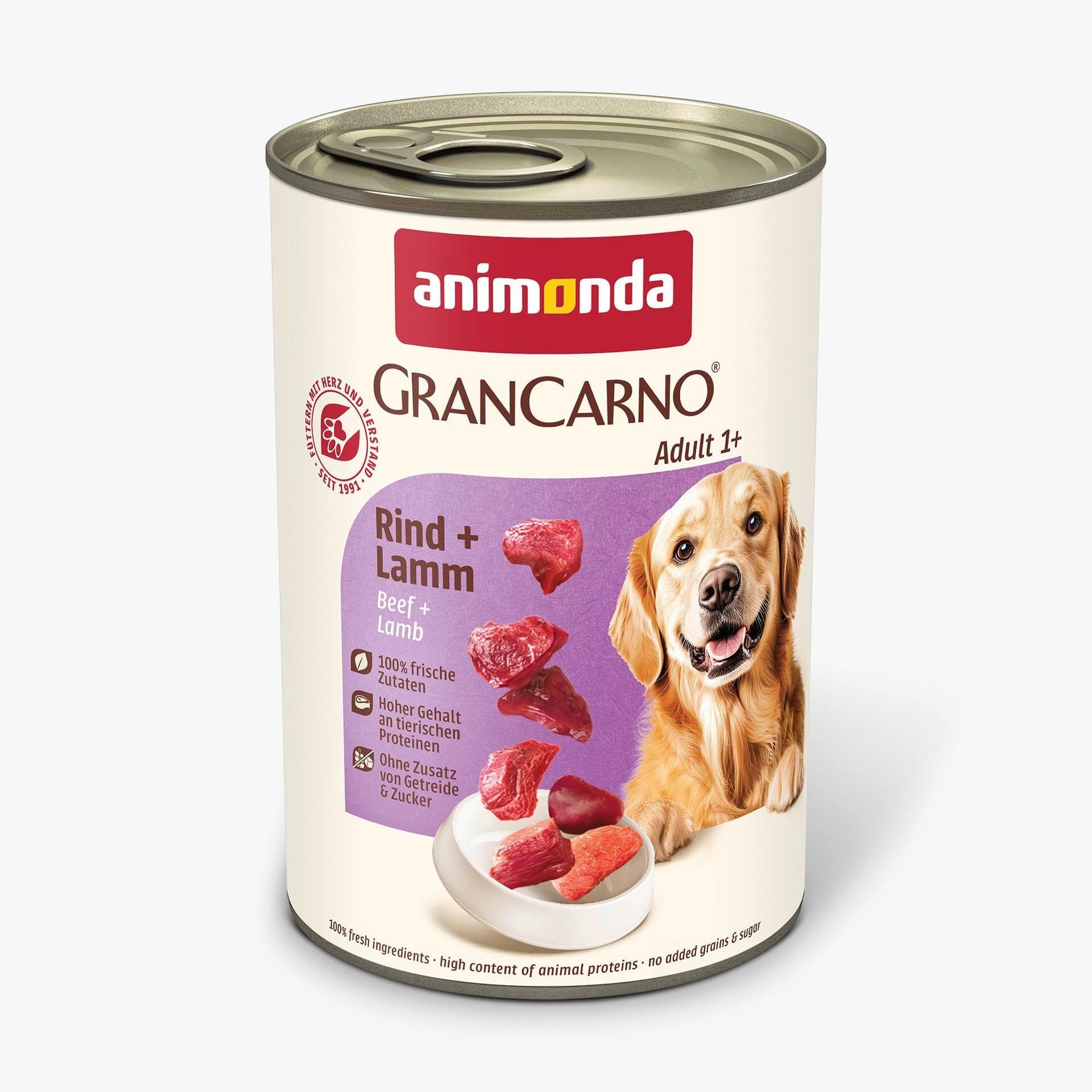 Animonda Gran Carno Biftek ve Kuzu Etli Yetişkin Köpek Konservesi 400gr