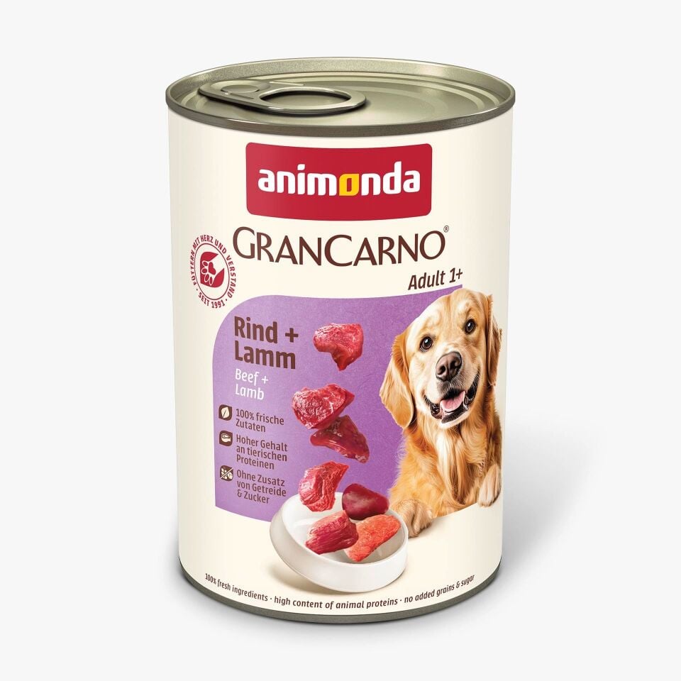 Animonda Gran Carno Biftek ve Kuzu Etli Yetişkin Köpek Konservesi 400gr