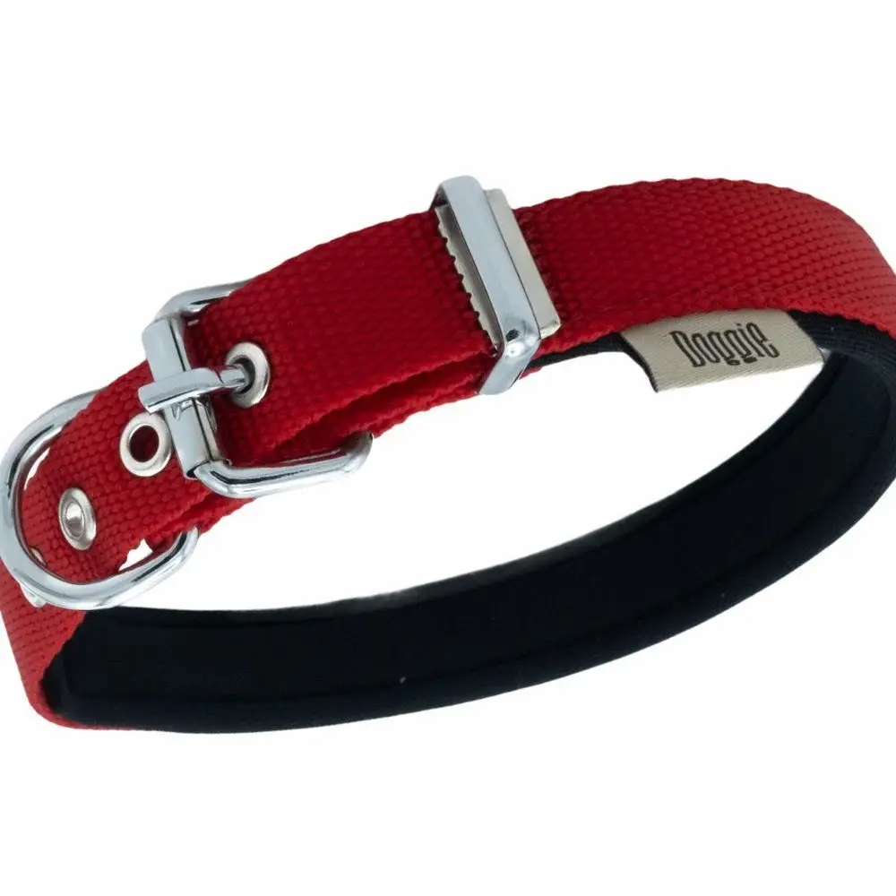 Doggie Comfort Yumuşak Dokuma Köpek Tasması S 1,5x25-30cm Kırmızı