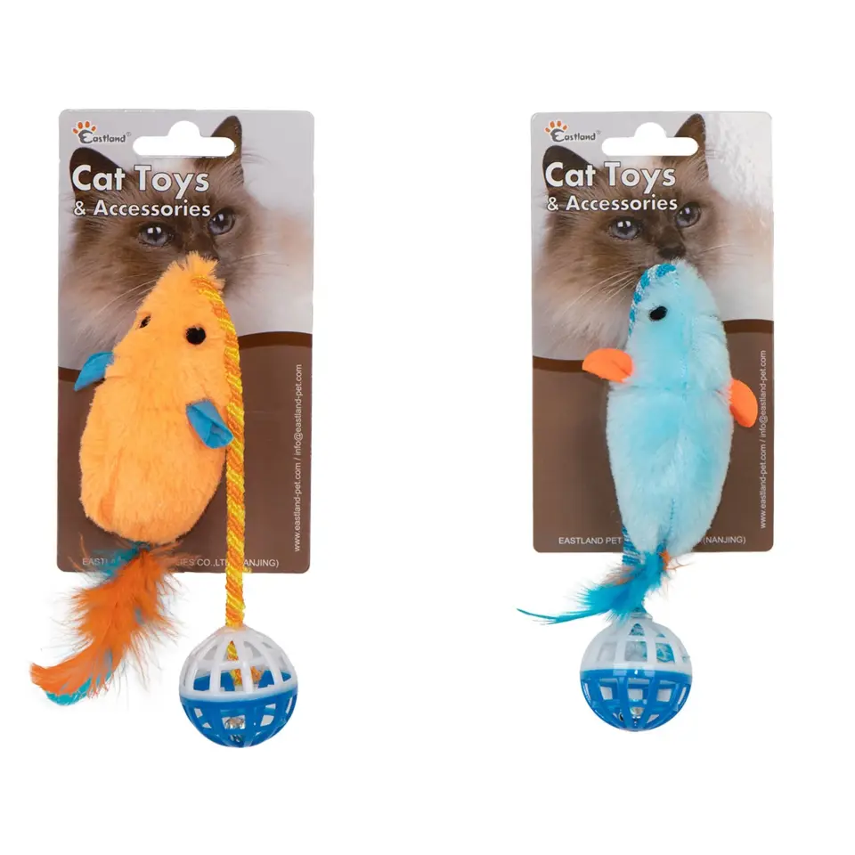 Eastland Tüylü Zilli Peluş Fare Kedi Oyuncağı 28 cm