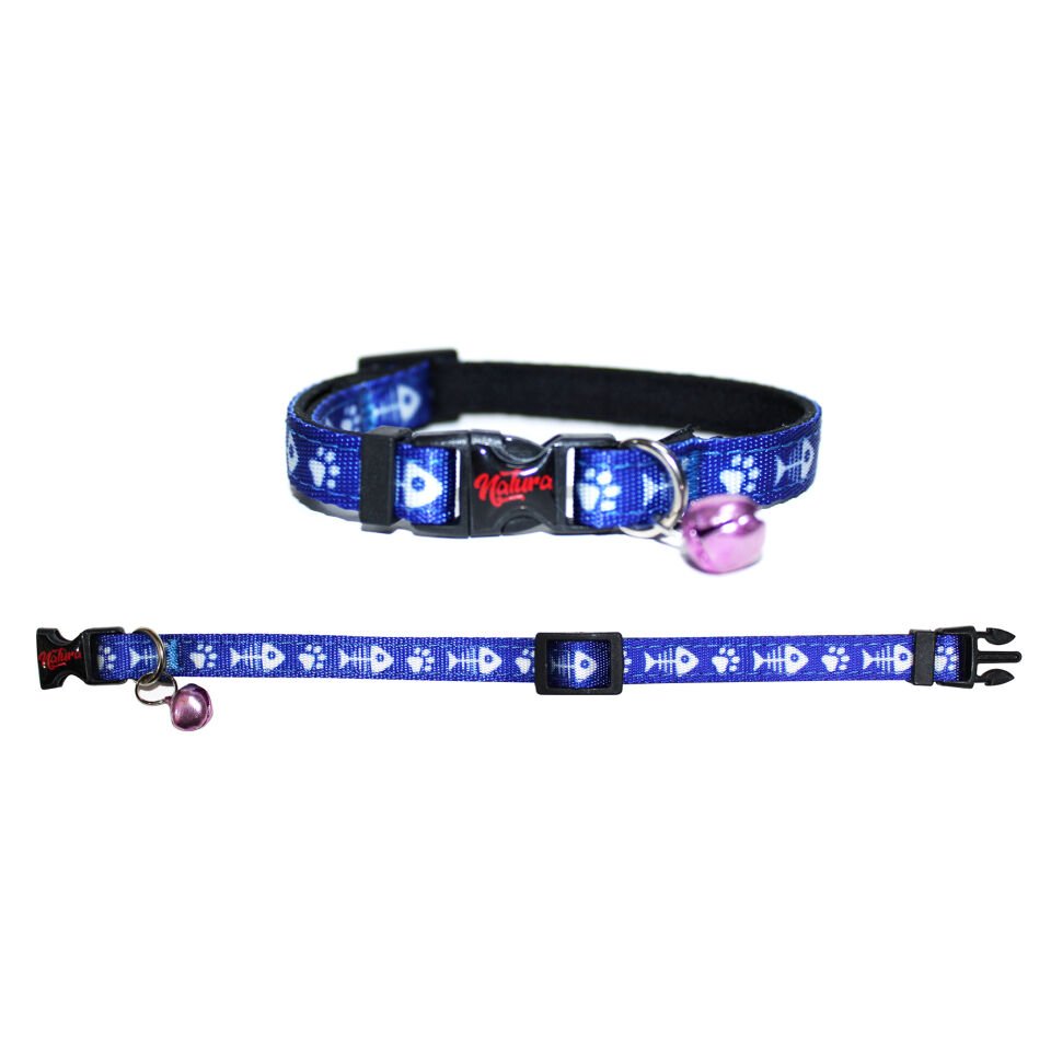 Natura Yetişkin Kedi Boyun Tasması – Kılçık ve Pati Mavi