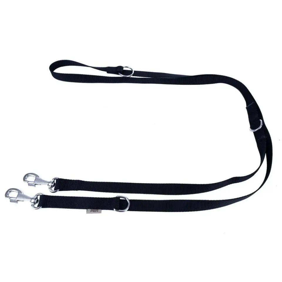 Doggie Ayarlanabilir Özellikli Dokumadan El Yapımı Köpek Gezdirme Kayışı 2x120-200cm - Black