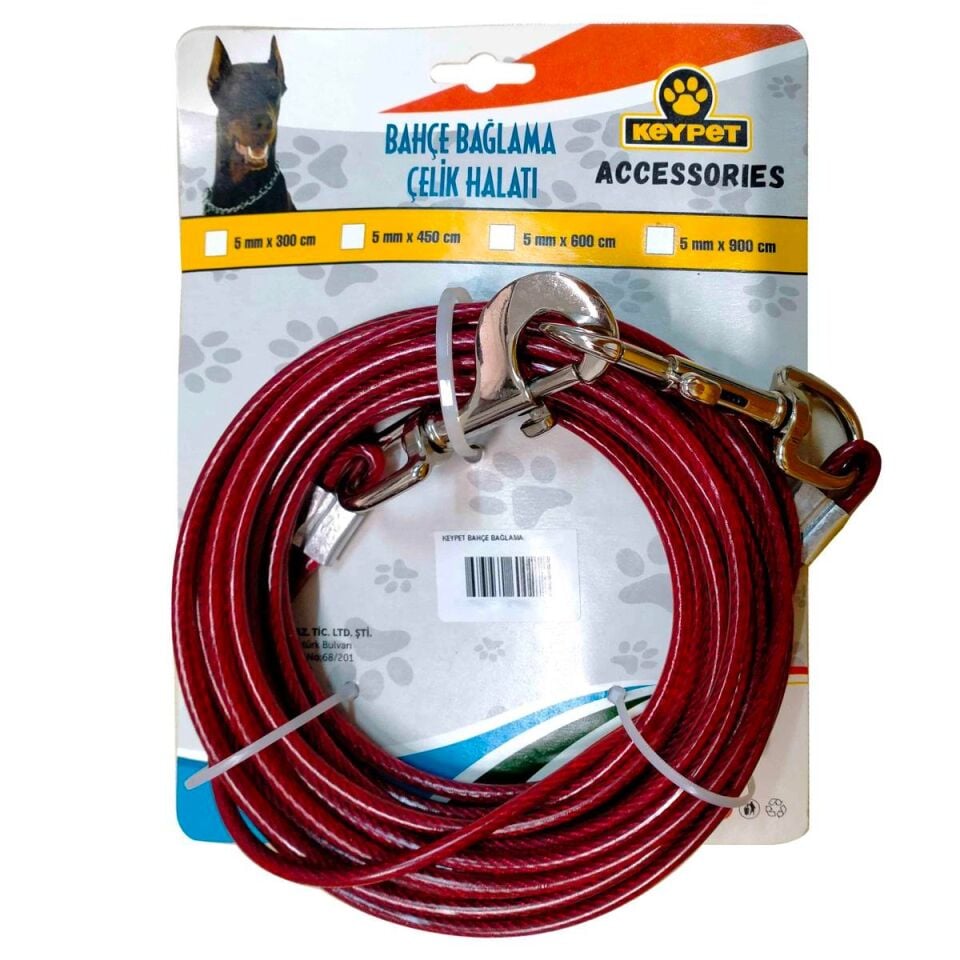 Keypet Köpekler İçin Çelik Bahçe Bağlama Halatı 5 mm x 3 metre