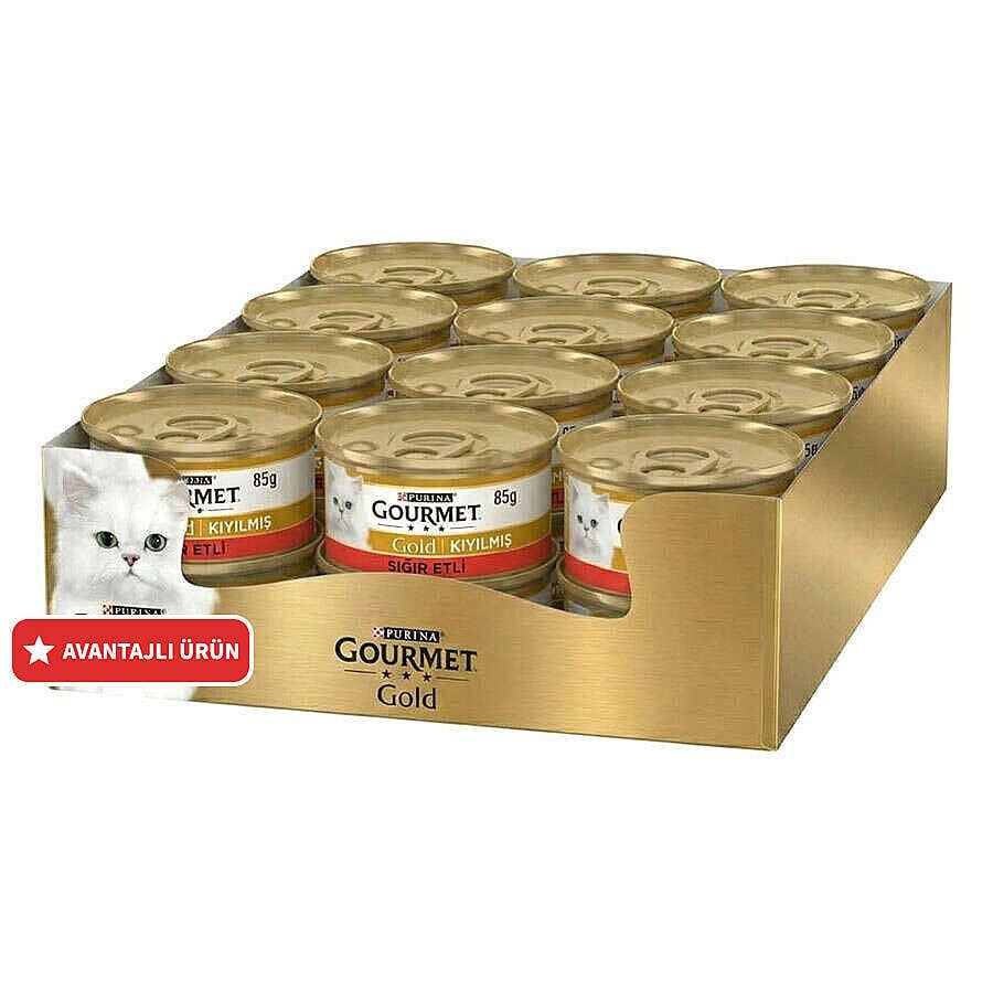 Gourmet Gold Kıyılmış Sığır Etli Kedi Maması 85 Gr x 24 Adet