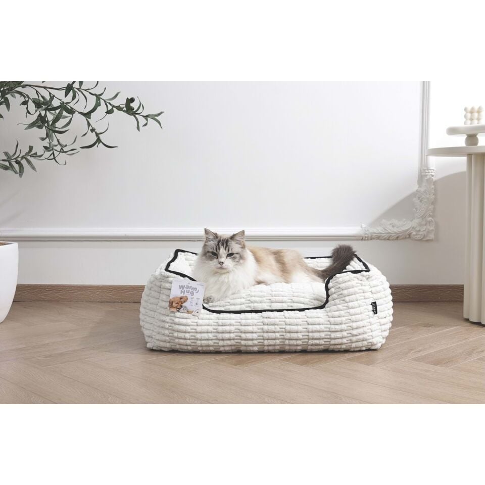 M-Pets Warm Hug Kedi ve Köpek Yatağı 65x55x20cm (Beyaz) [M]
