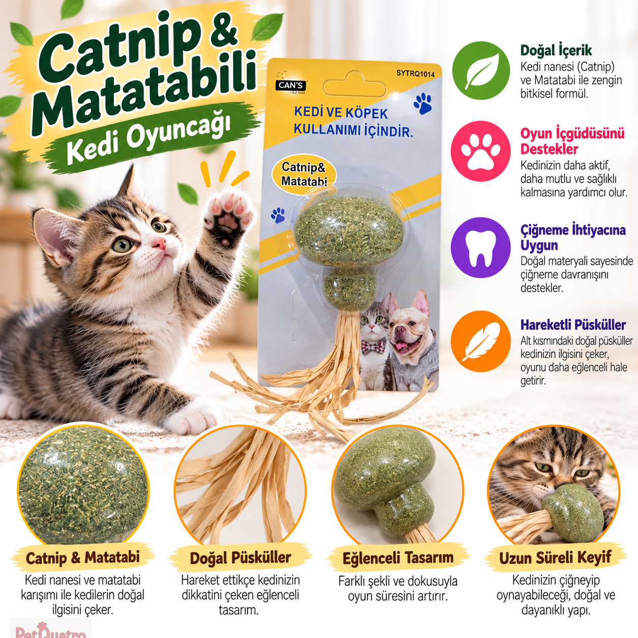 Cans Catnip&Matatabi Mantar Oyuncak 13 x 5.5 cm