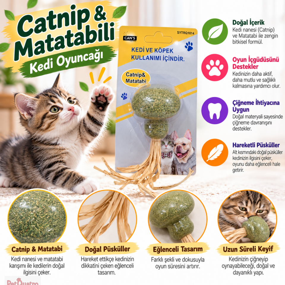 Cans Catnip&Matatabi Mantar Oyuncak 13 x 5.5 cm