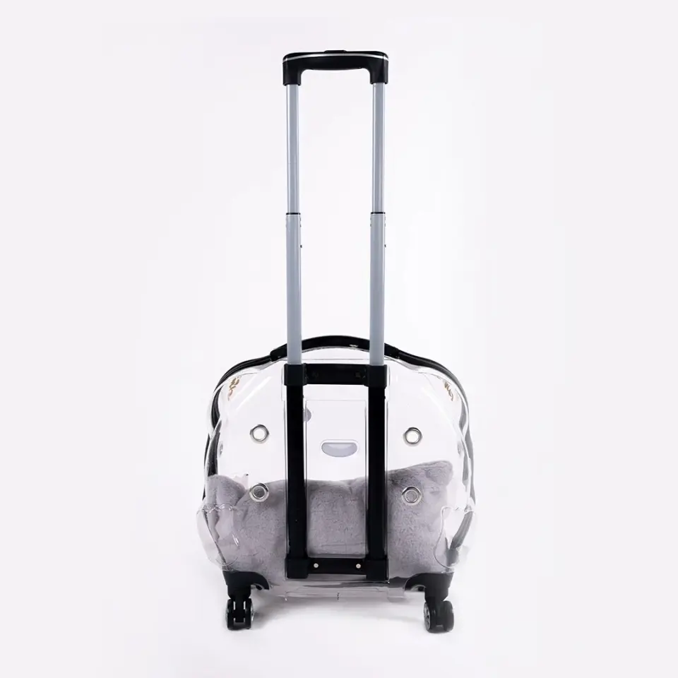 Şeffaf Çekçekli Kedi ve Köpek Taşıma Çantası (45 x 24 x 45 cm)