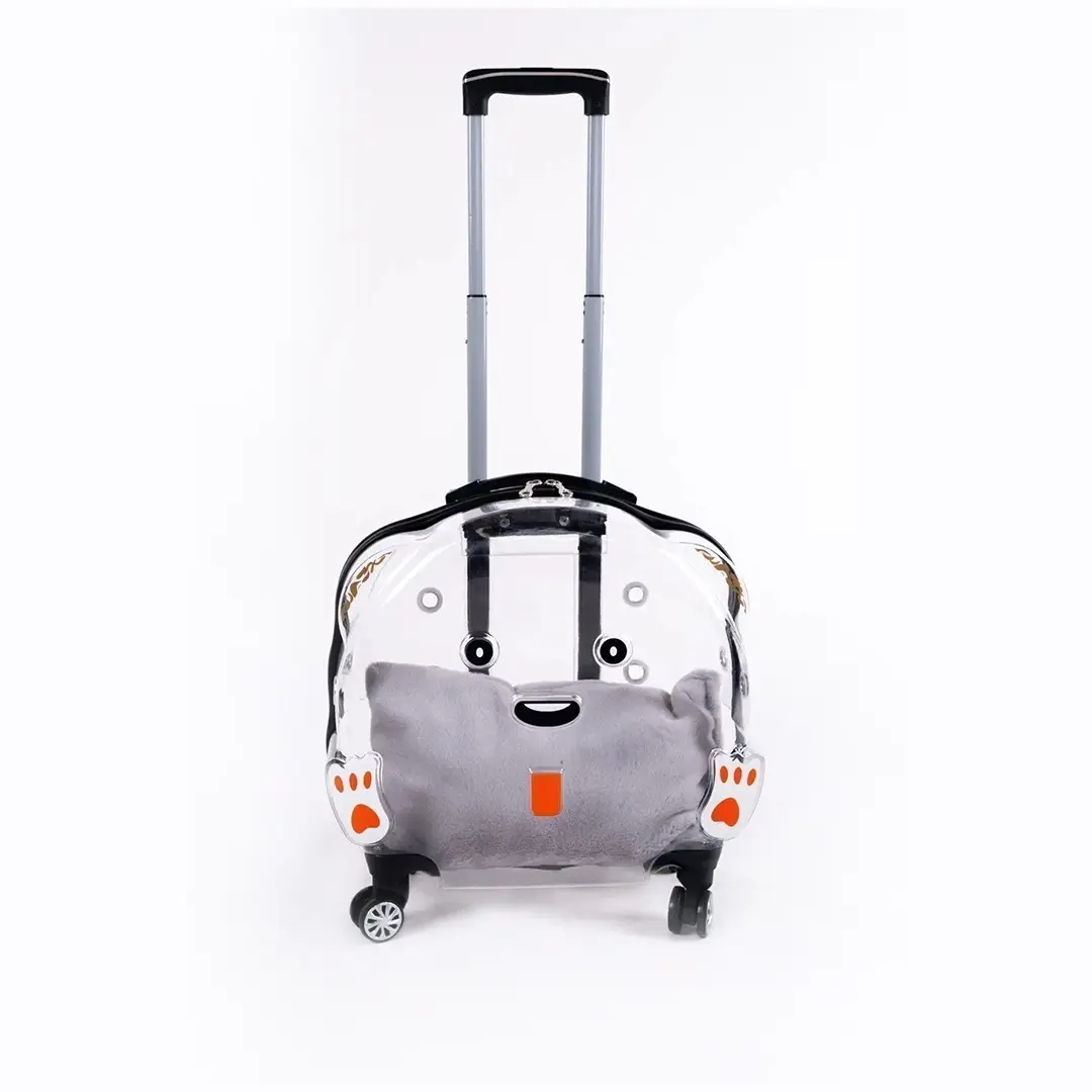 Şeffaf Çekçekli Kedi ve Köpek Taşıma Çantası (45 x 24 x 45 cm)