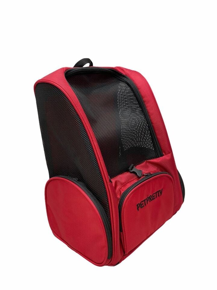 Petpretty Çekçekli Kedi Köpek Taşıma Çantası Kırmızı
