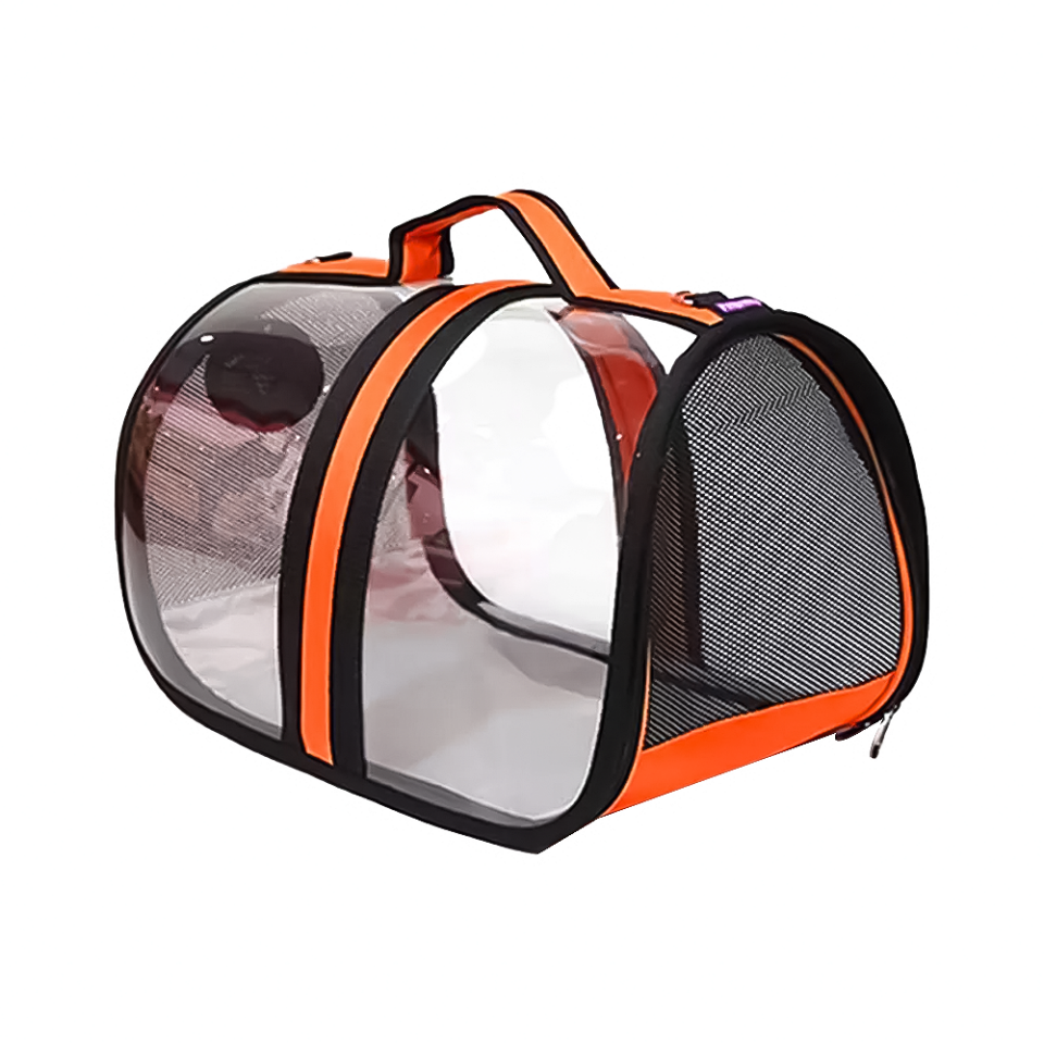 Luckypaw Flybag Kedi Köpek Şeffaf Taşıma Çantası 44x28x28cm (Turuncu)