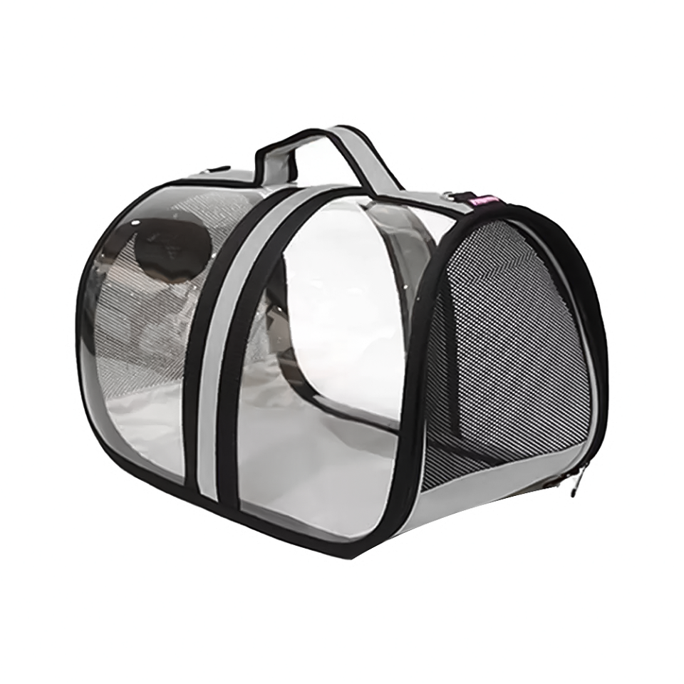 Luckypaw Flybag Kedi Köpek Gri - Şeffaf Taşıma Çantası (44 x 28 x 28 cm)