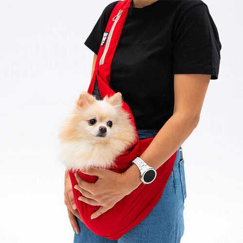 Pawstar Kırmızı Crossbody Küçük Irk Köpek Taşıma Çantası 50x15x20 Cm