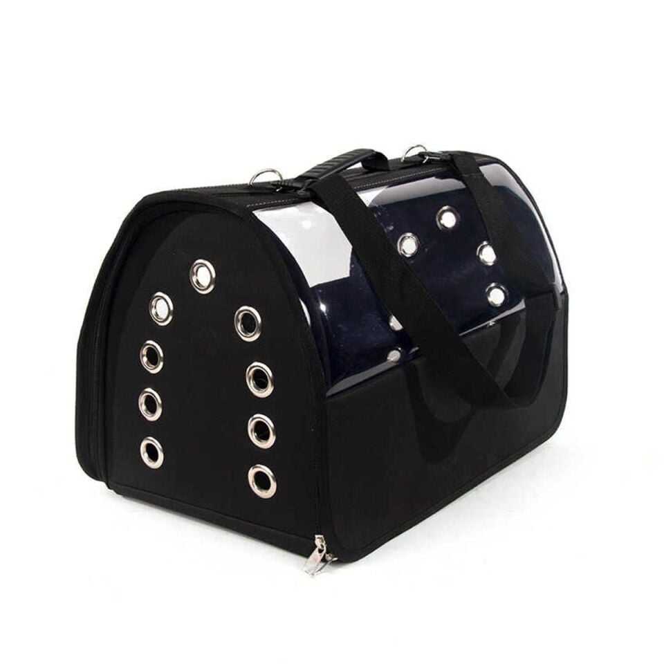 Pet Pretty Şeffaf Köpek Kedi Taşıma Çantası 49 cm (Siyah)
