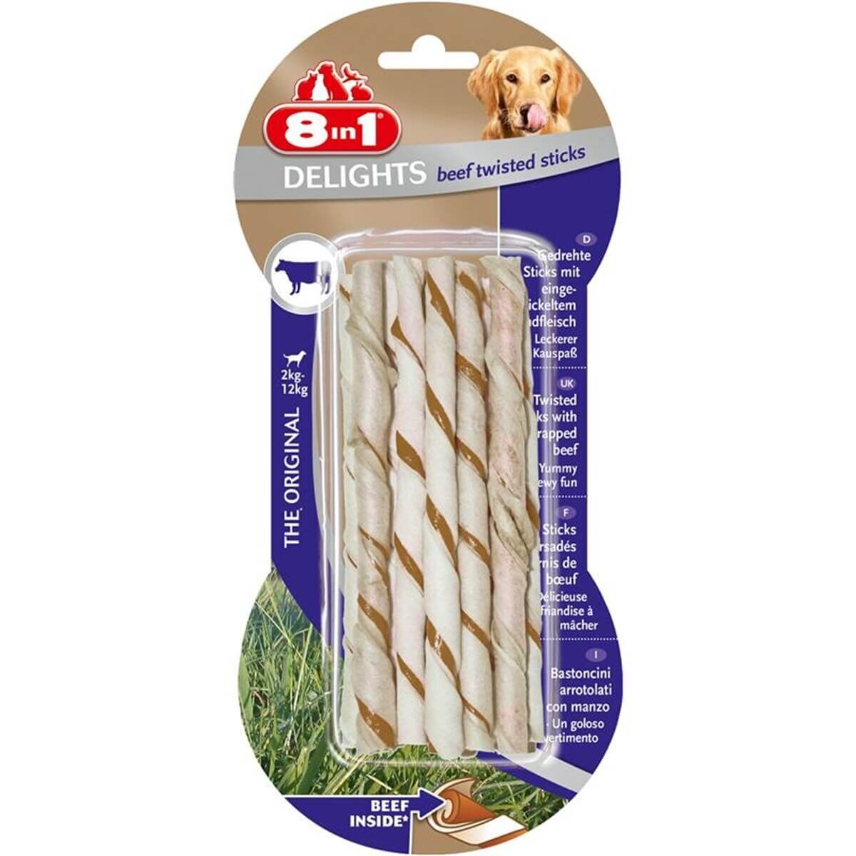 8in1 Delights Bones Biftekli Köpekler İçin Twested Sticks 10 Lu