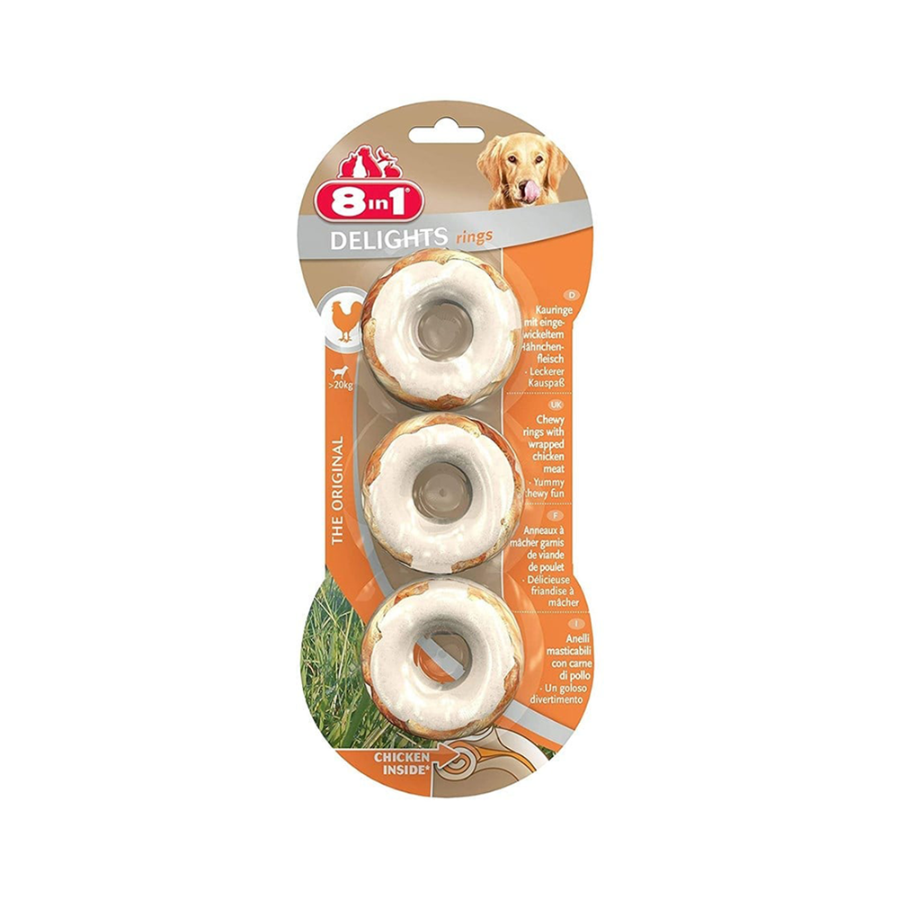 8in1 Delights Bones Köpekler İçin Ağız Bakım Kemiği Halka 3 Adet