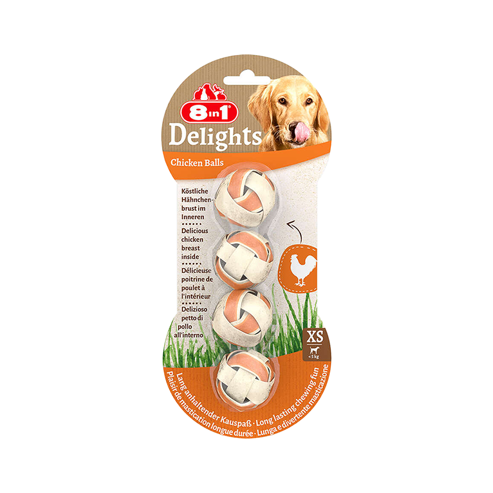 8in1 Delights Bones Köpekler İçin Çiğneme Topu Small 4 Adet
