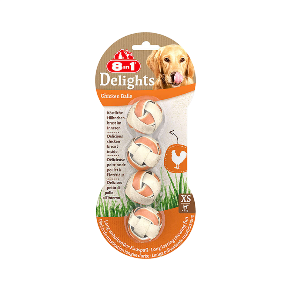 8in1 Delights Bones Köpekler İçin Çiğneme Topu Small 4 Adet