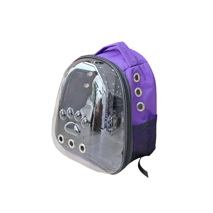 Şeffaf Astronot Kedi ve Köpek Taşıma Çantası Mor(42 x 22 x 33 cm)