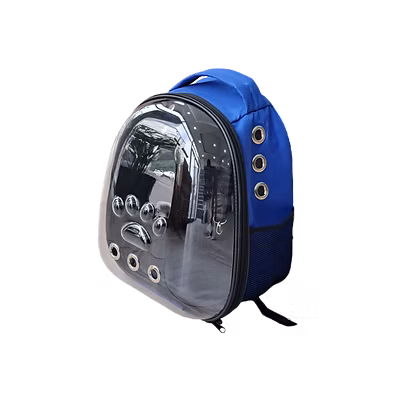 Şeffaf Astronot Kedi ve Köpek Taşıma Çantası Mavi (42 x 22 x 33 cm)