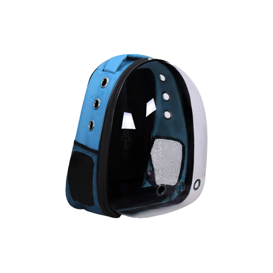 Şeffaf Astronot Kedi ve Köpek Taşıma Çantası Turkuaz (42 x 22 x 33 cm)