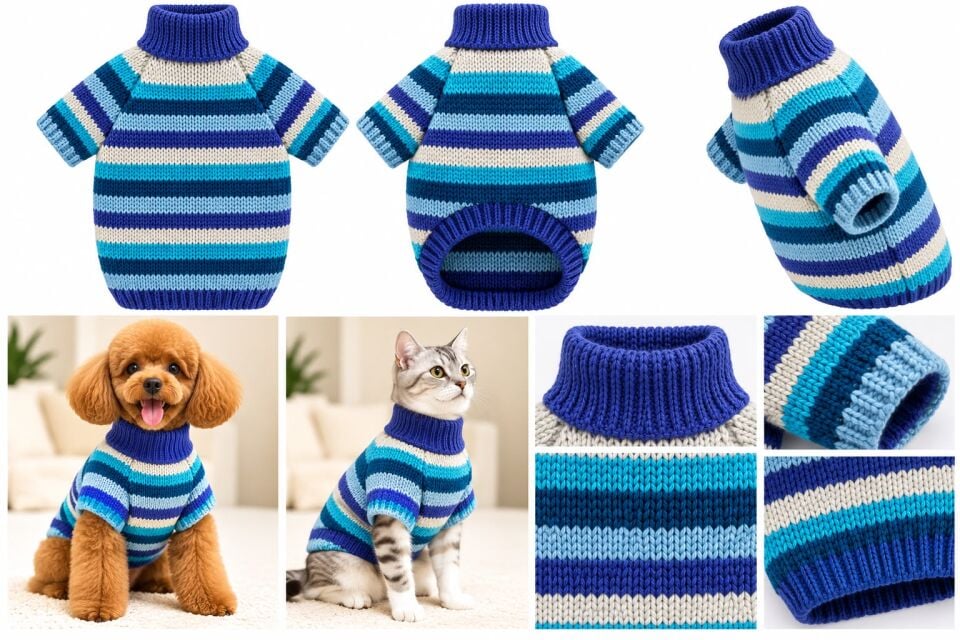 Ocean Stripe Triko Köpek Kazağı