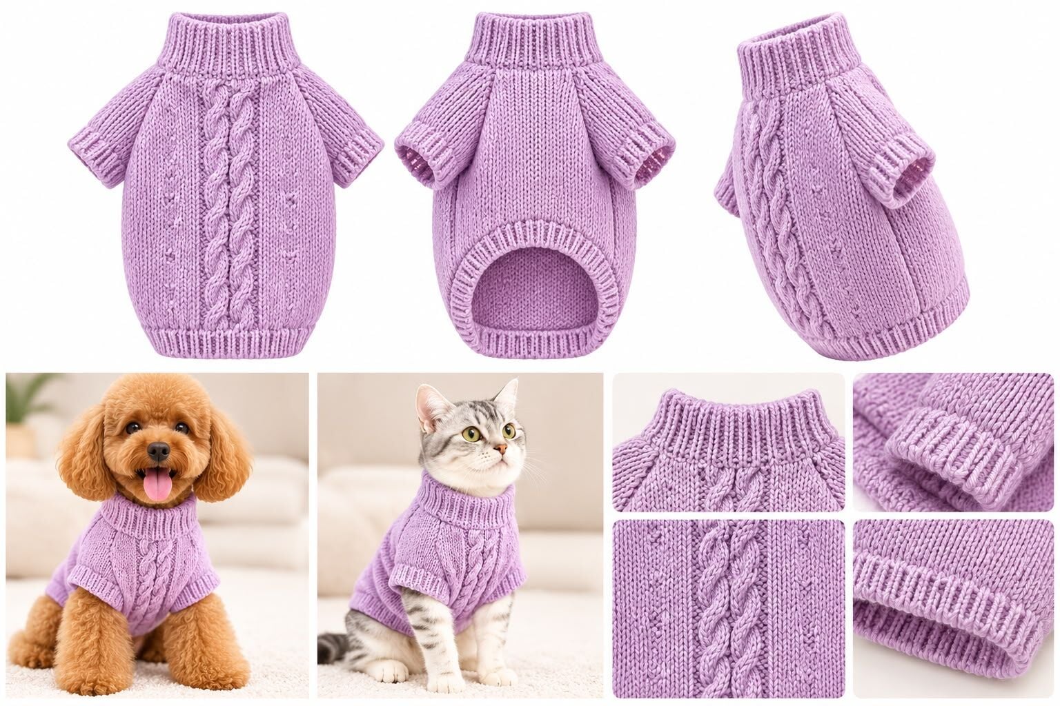 Lavender Twist Triko Köpek Kazağı
