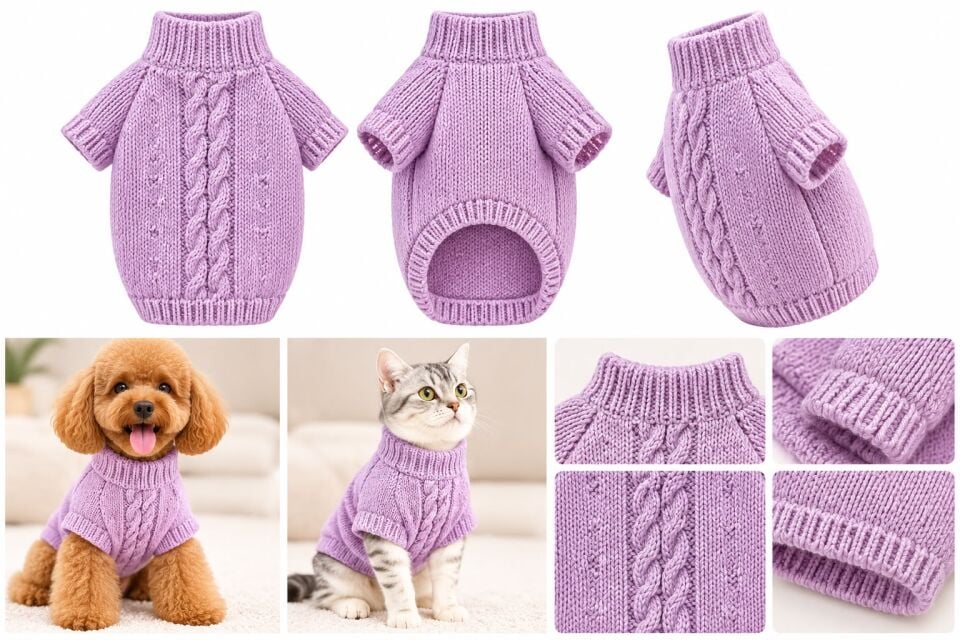 Lavender Twist Triko Köpek Kazağı