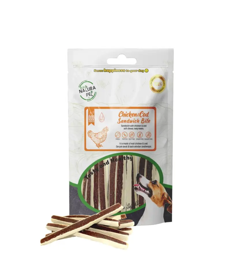 Eco Natura Pet Chicken&Cod Sandwich Tavuklu Sandviç Köpek Ödülü 100Gr