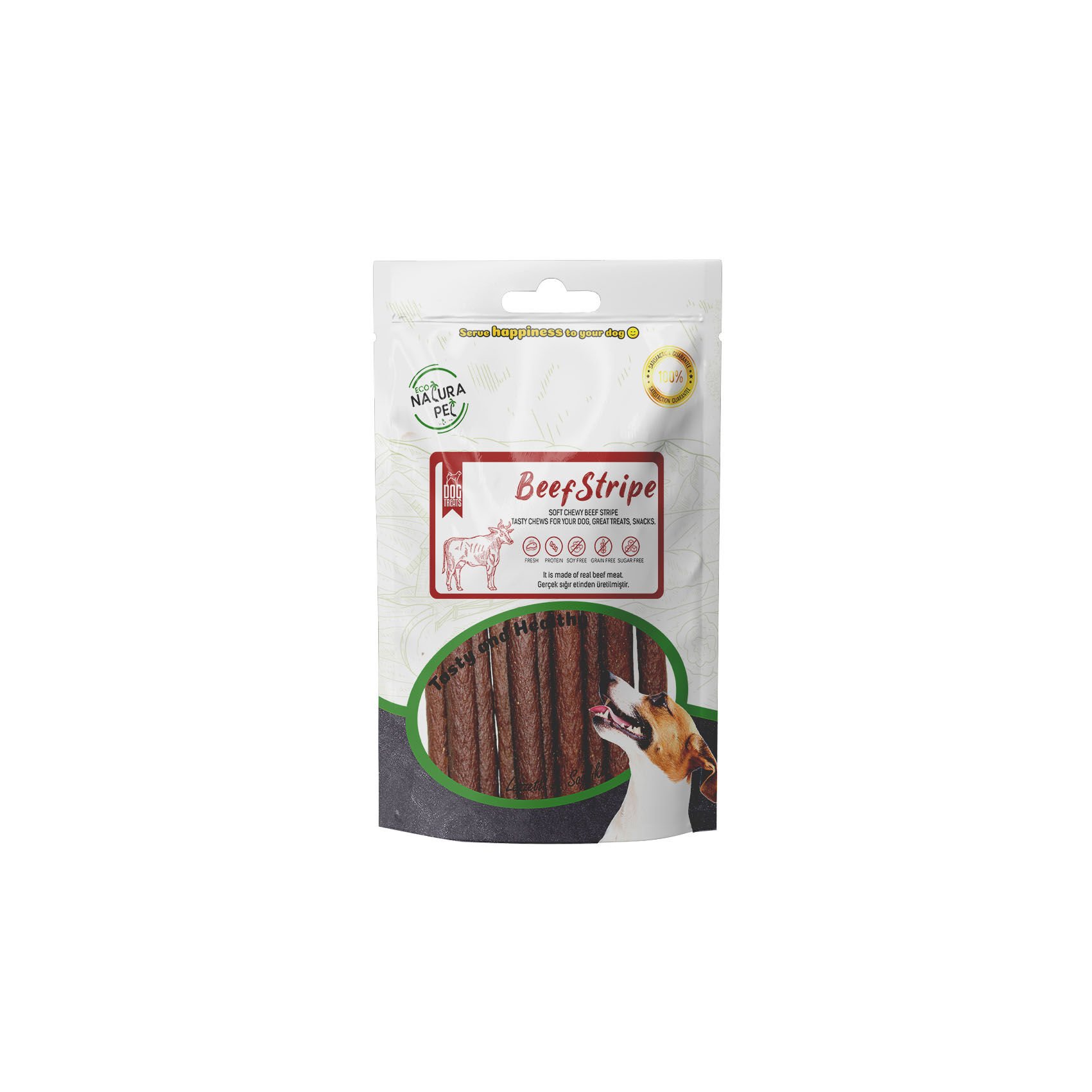 Eco Natura Pet Beef Strape Yumuşak Biftek Şeritleri Köpek Ödülü 100g