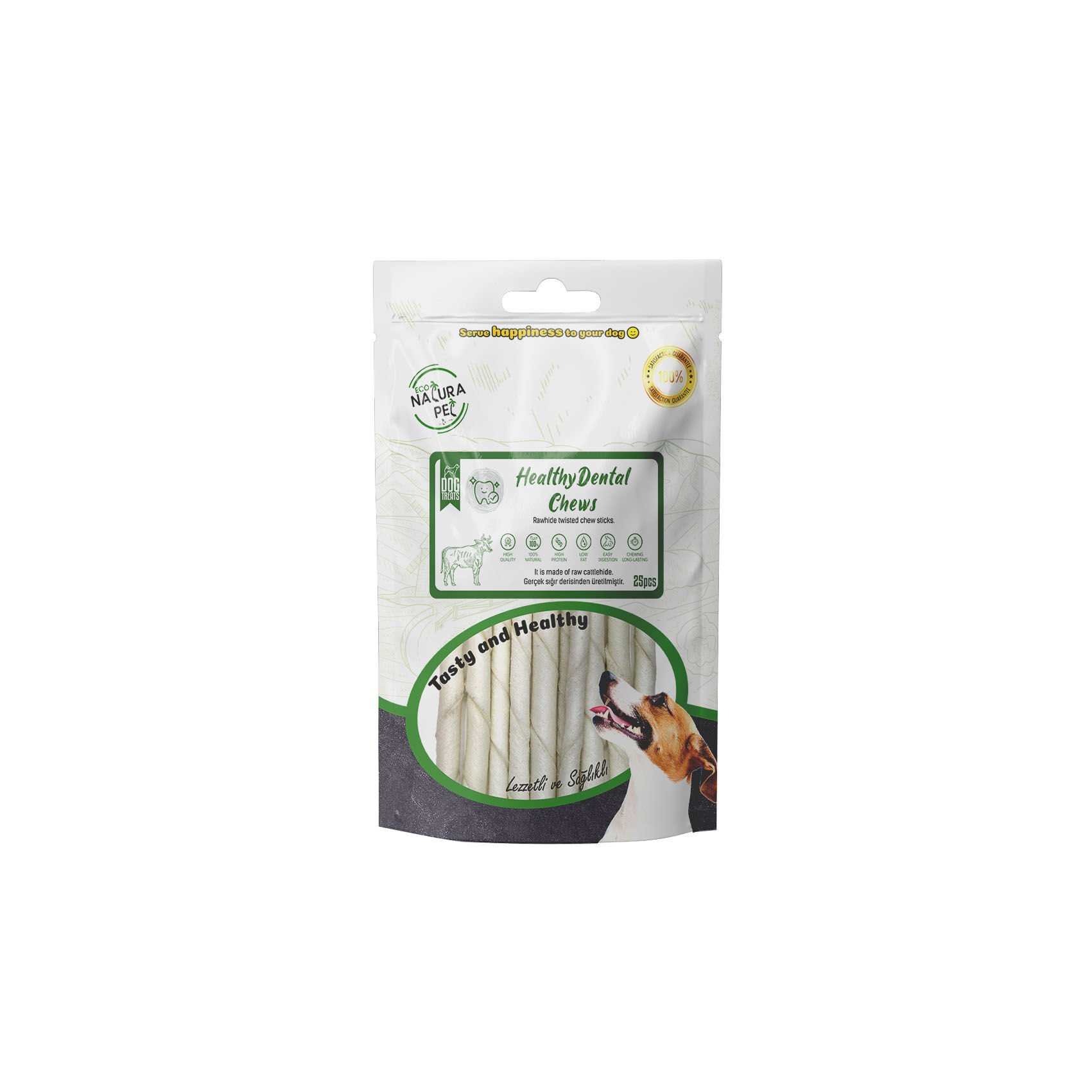 Eco Natura Pet Healthy Dental Rawhide Chew Sticks 13cm 25pcs