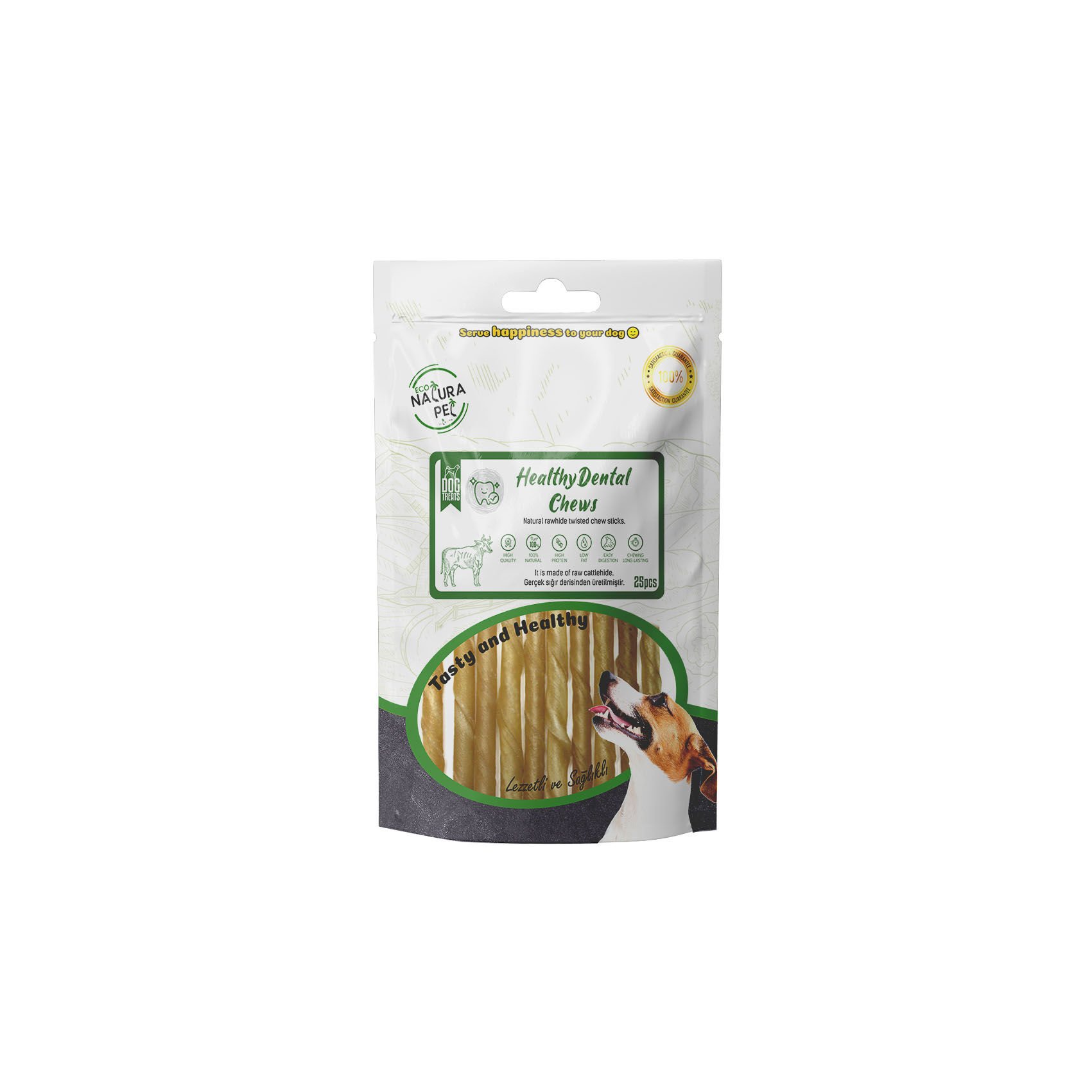 Eco Natura Pet Healty Dental Chews Natural Burgu Kemik 13cm 25li