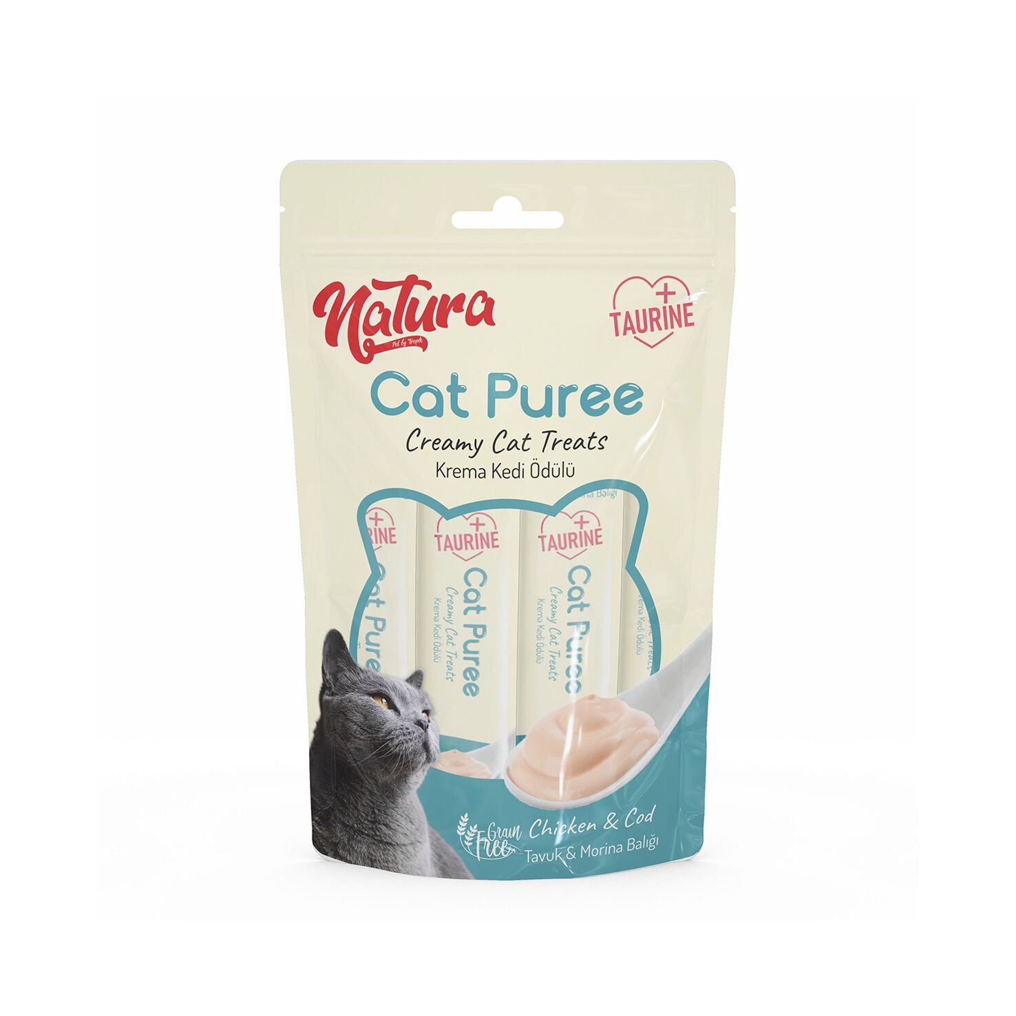 Natura Cat Puree Tavuk & Morina 5x12gr