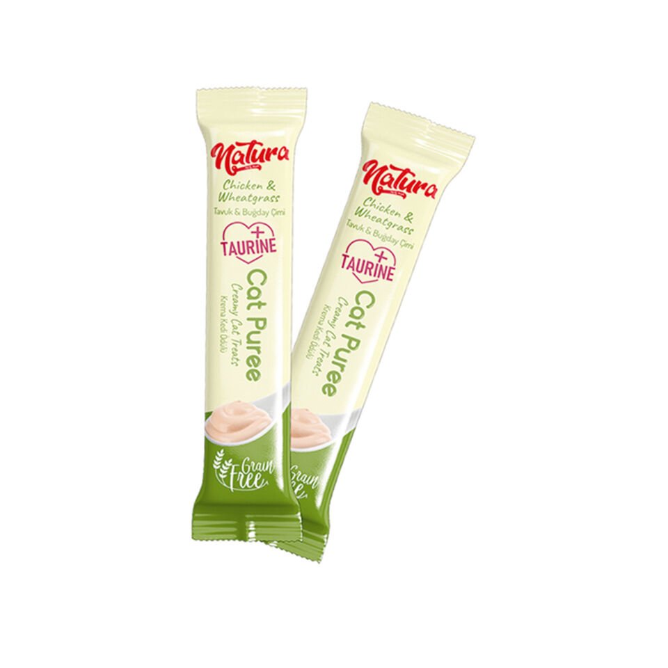 Natura Cat Puree Tavuk & Buğday Çimi 5x12gr