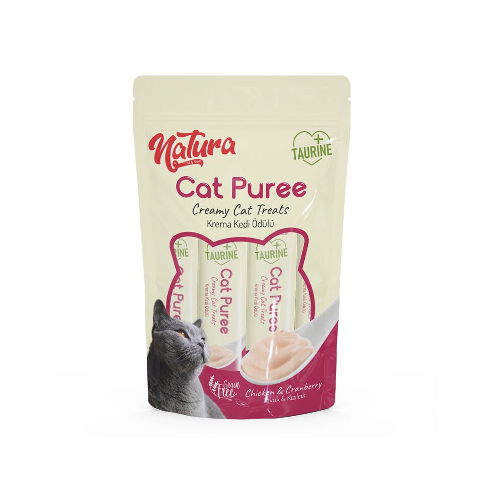Natura Cat Puree Tavuk & Kızılcık 5x12gr