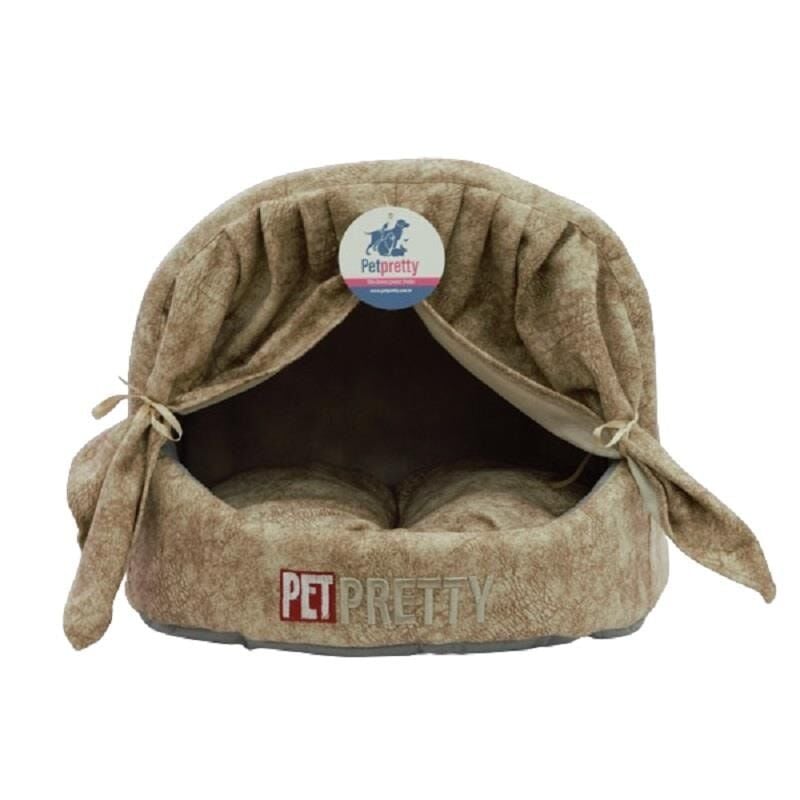 Pet Pretty Comfort Perdeli Kedi Yuvası Bej