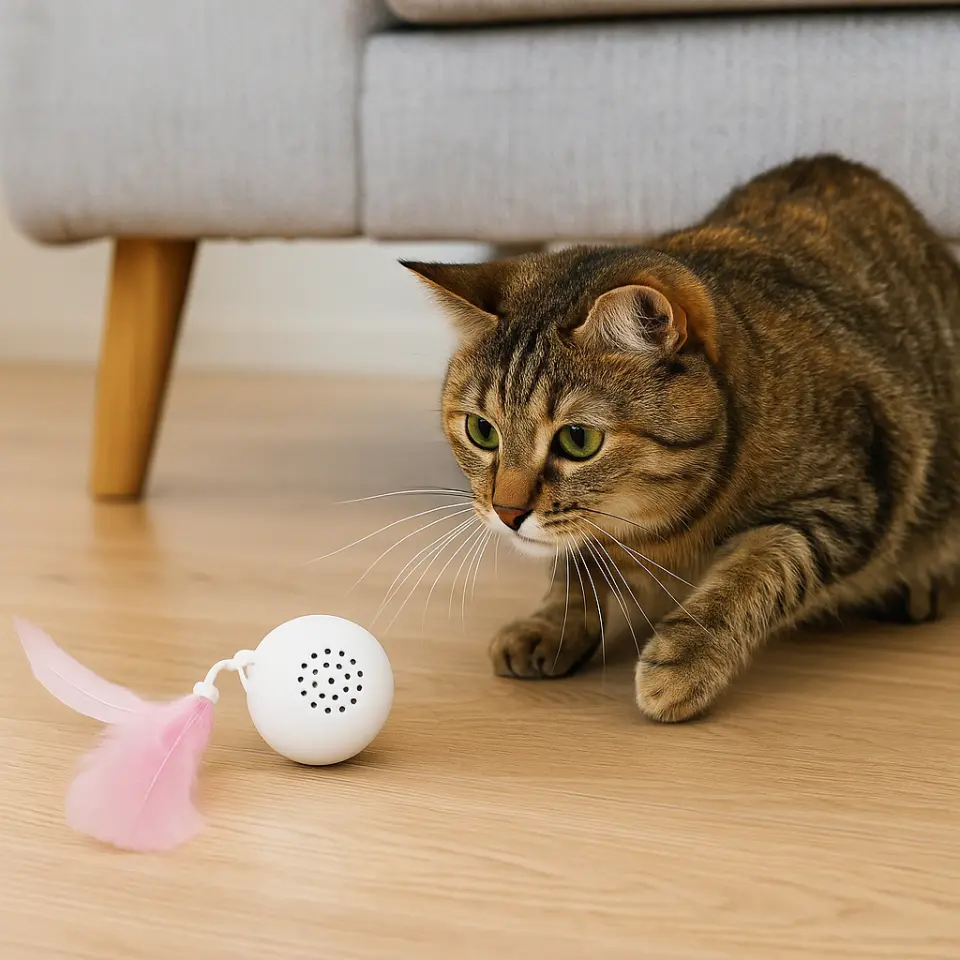 M-Pets İnteraktif Top Kedi Oyuncağı 4,2cm (Beyaz)