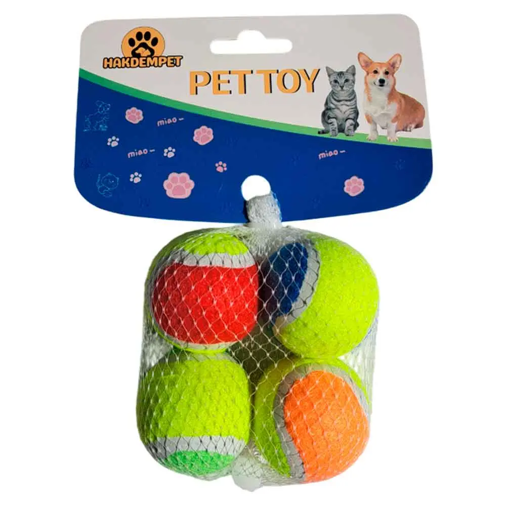 4Lü Sert Mini Tenis Topu Kedi Köpek Oyun Topu Oyuncağı 4 cm