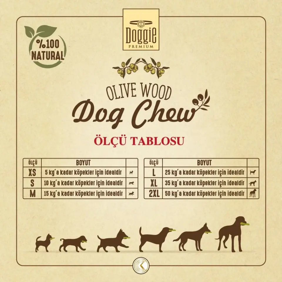 Doggie Doğal Zeytin Ağacı Çiğnenebilen Köpek Oyuncağı M