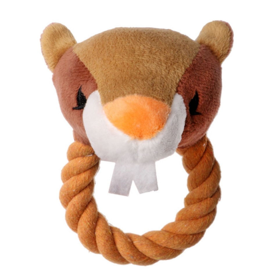 Eastland İpli Öten Peluş Kunduz 18 Cm Köpek Oyuncağı