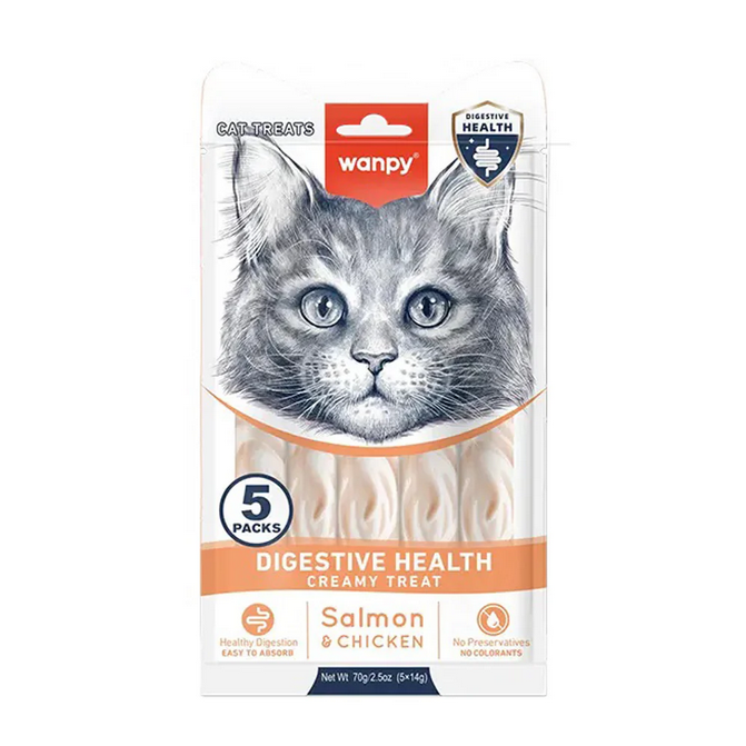 Wanpy Digestive Health Somon Balığı&Tavuklu Kedi Ödülü 5x14gr