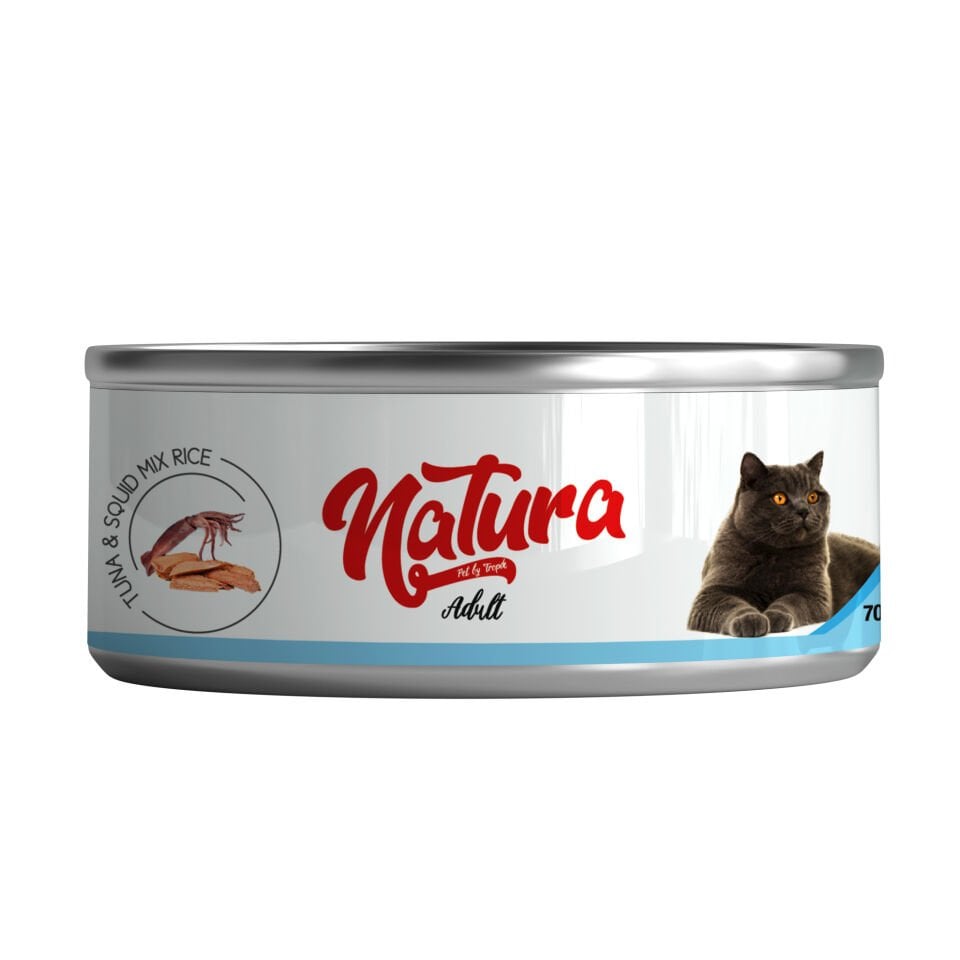 Natura Ton Balığı & Kalamar, Jöle İçinde Pirinçli Kedi Konservesi 70 Gr
