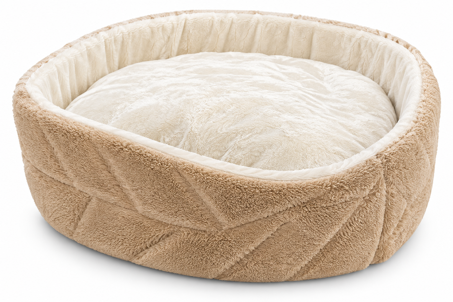 Soft Comfort Peluş Kedi ve Köpek Yatağı – Krem Bej