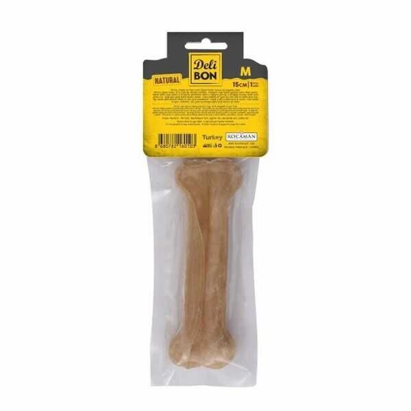 Delibon Natürel Deri Pres Kemik Köpek Ödülü 15 Cm Medium